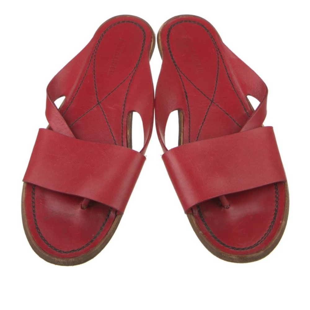 JIL SANDER red leather sandal flats 39.5